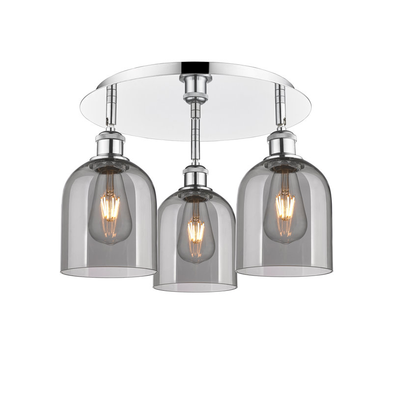 Plafonnier semi-encastré en verre Odaniel, Chrome poli, Gris fumée clair
