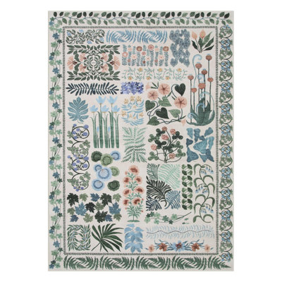 Kaldi Boho Washable Living Room Bedroom Area Rug Floral Large Non Slip Botanical Indoor Carpet