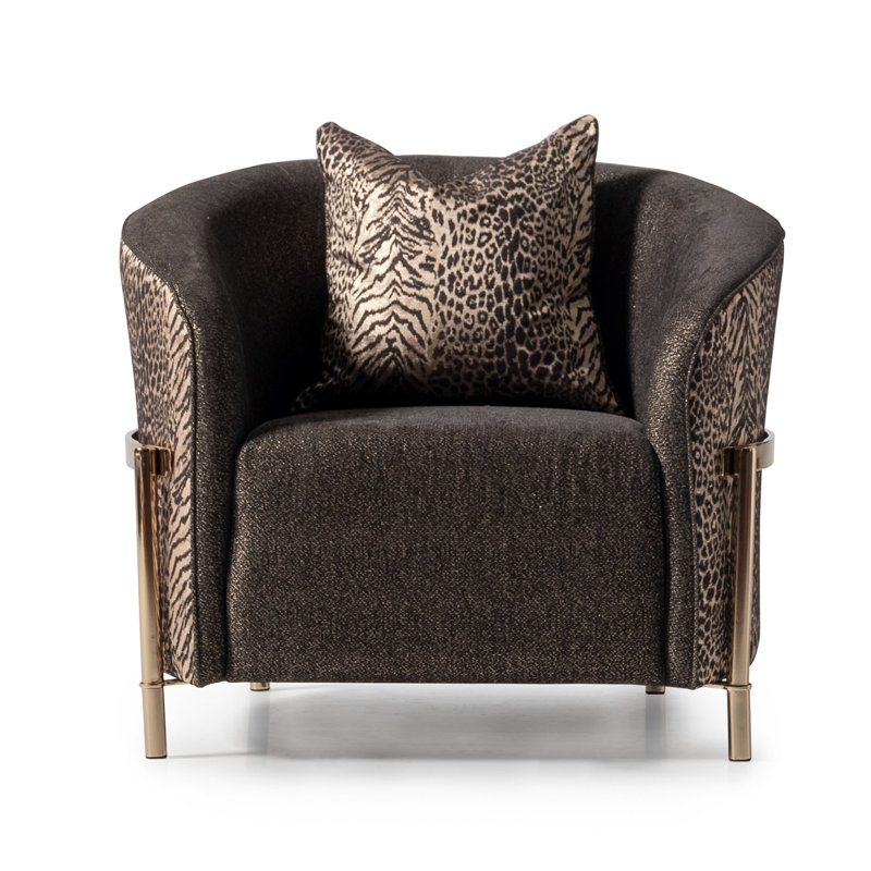 Lisbon 35.5'' Wide Chenille Barrel Chair, Onyx Chenille