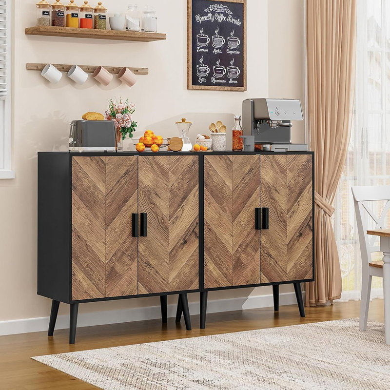 Buffet de rangement avec 2 tablettes et portes, rangement décoratif pour entrée, noir