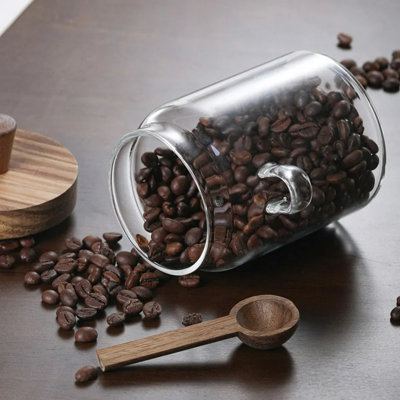 3 pots à café en verre avec cuillères, pots à bonbons, pots à biscuits, pots de rangement, pots à thé, pots à collation, pots à assaisonnement, pots à sel, pots à poivre