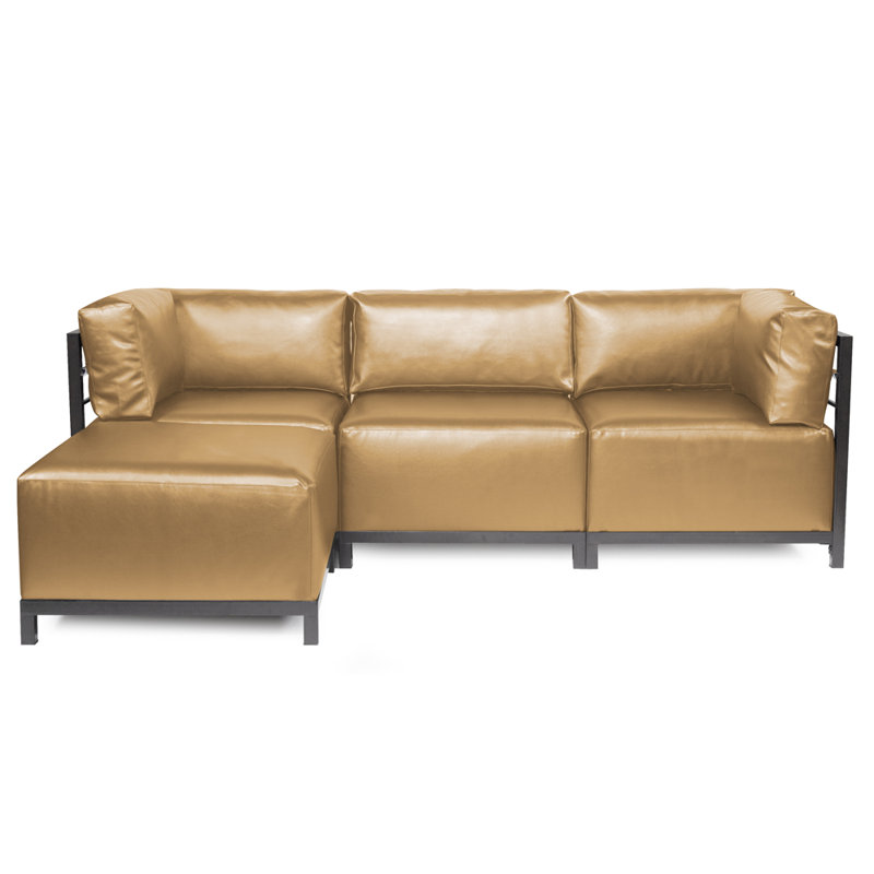 Woodsen 95.5'' Wide Metal Patio Sectional with Cushions, Titanium, Mercury