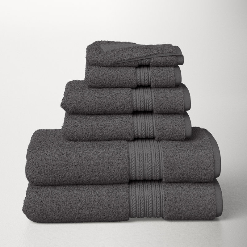 Leone 100% Cotton Plush Mulit-Size Set, Charcoal
