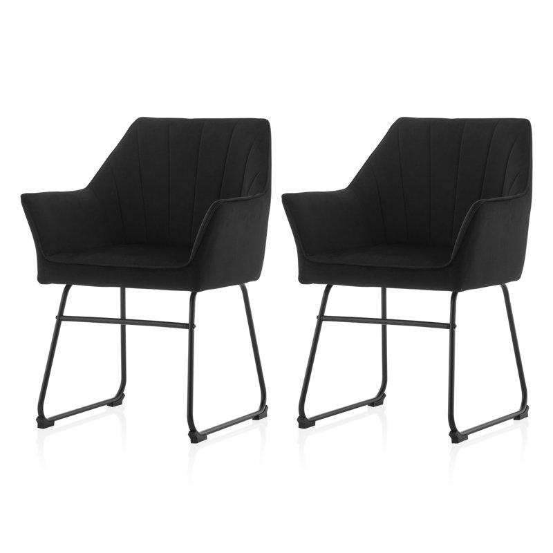 48cm H Upholstered Metal Armchair, Black