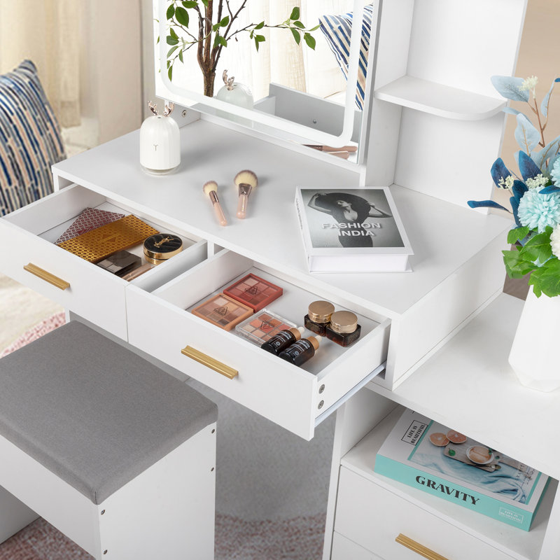 Meuble-lavabo avec miroir Mashdots, Blanc