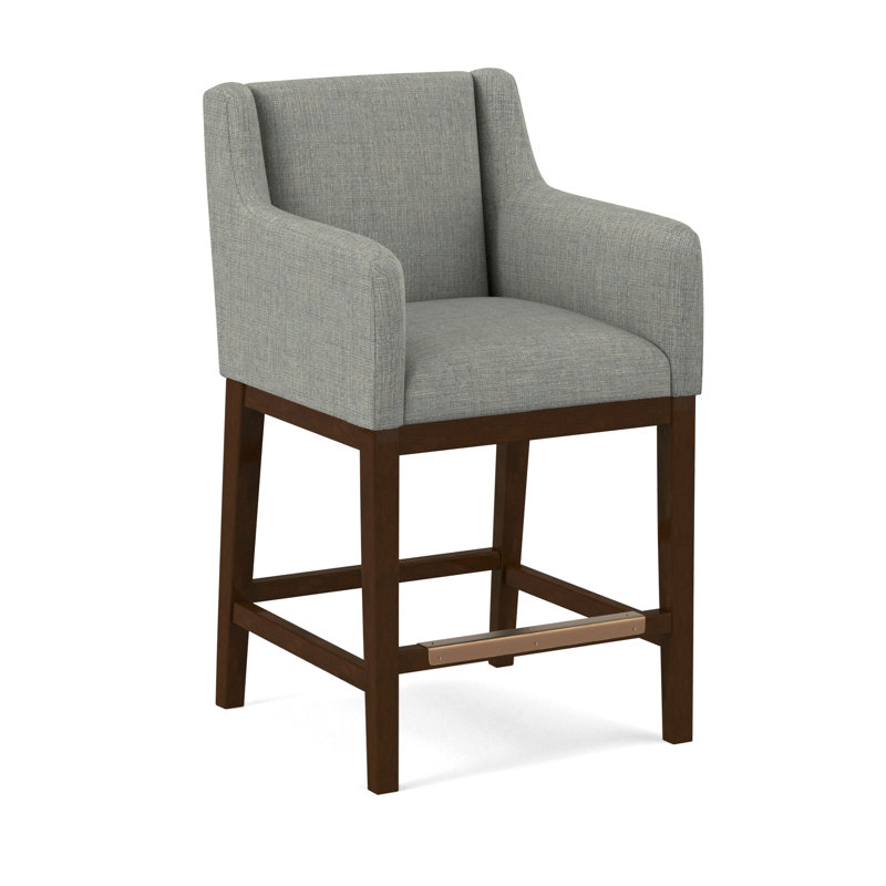 Upholstered Stool, Salvador Asphalt, Pecan