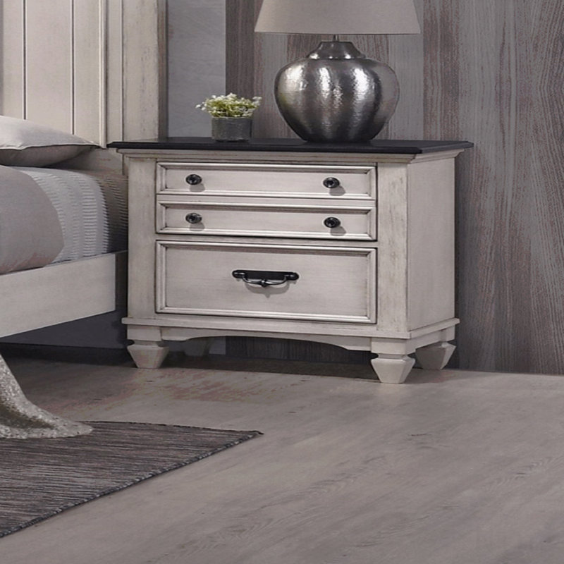 Magnifique finition bicolore, table de chevet 1 pièce, deux tiroirs de rangement, mobilier de chambre à coucher