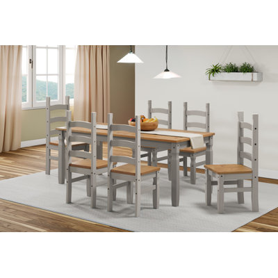 Weatherly 6 - Person Pine Solid Wood Dining Set