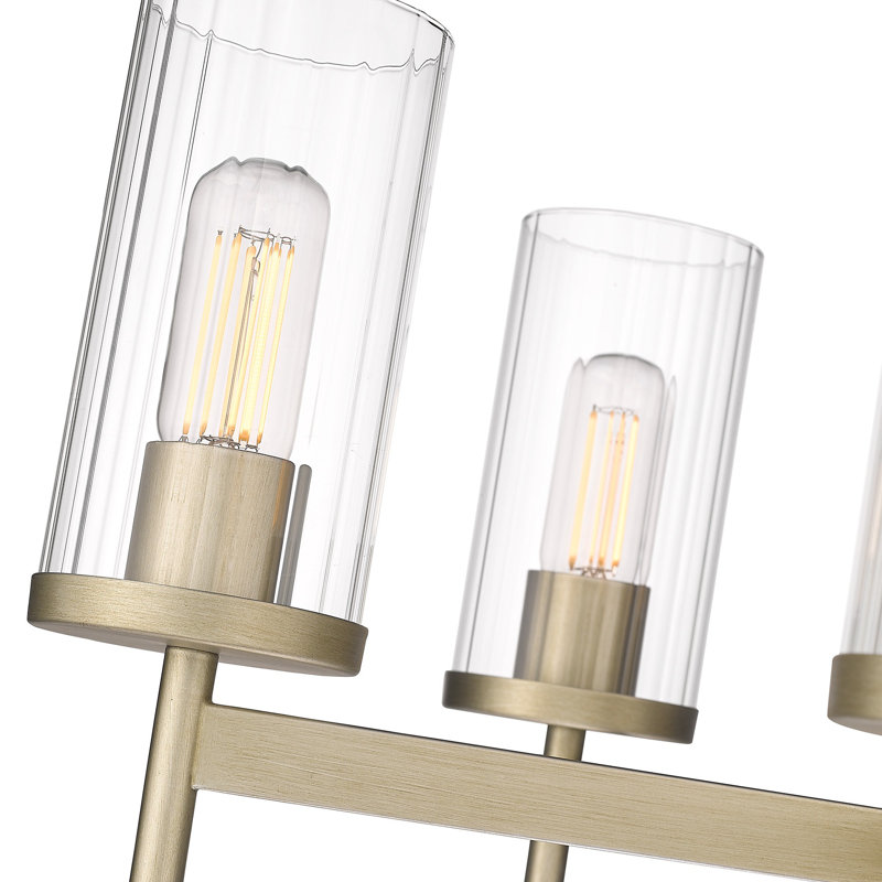 Bertelli 5-Light Dimmable Steel Cylinder Chandelier, White Gold