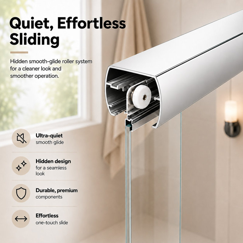 Breeze 60 in. W x 56 in. H Sliding Semi Frameless Tub Door in Chrome Finish with Clear Glass, Silver
