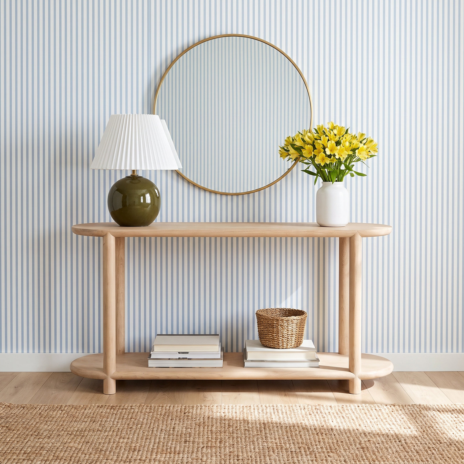 Taya 61'' Solid Wood Console Table, Pumice
