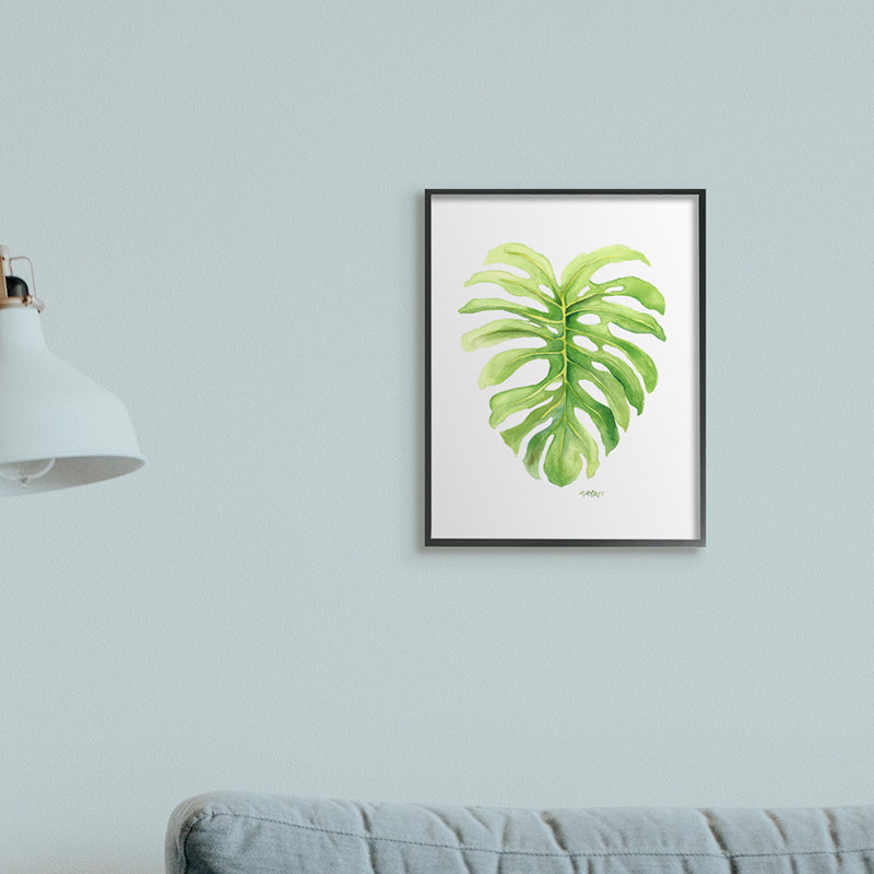 " Monstera Leaf Tropical Plant " by Melissa Hyatt LLC, 20" H x 16" W x 1.5" D, Midnight Black Framed Giclee