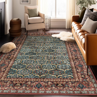  Tapis rouge à motif floral et plantes Short Cashmere