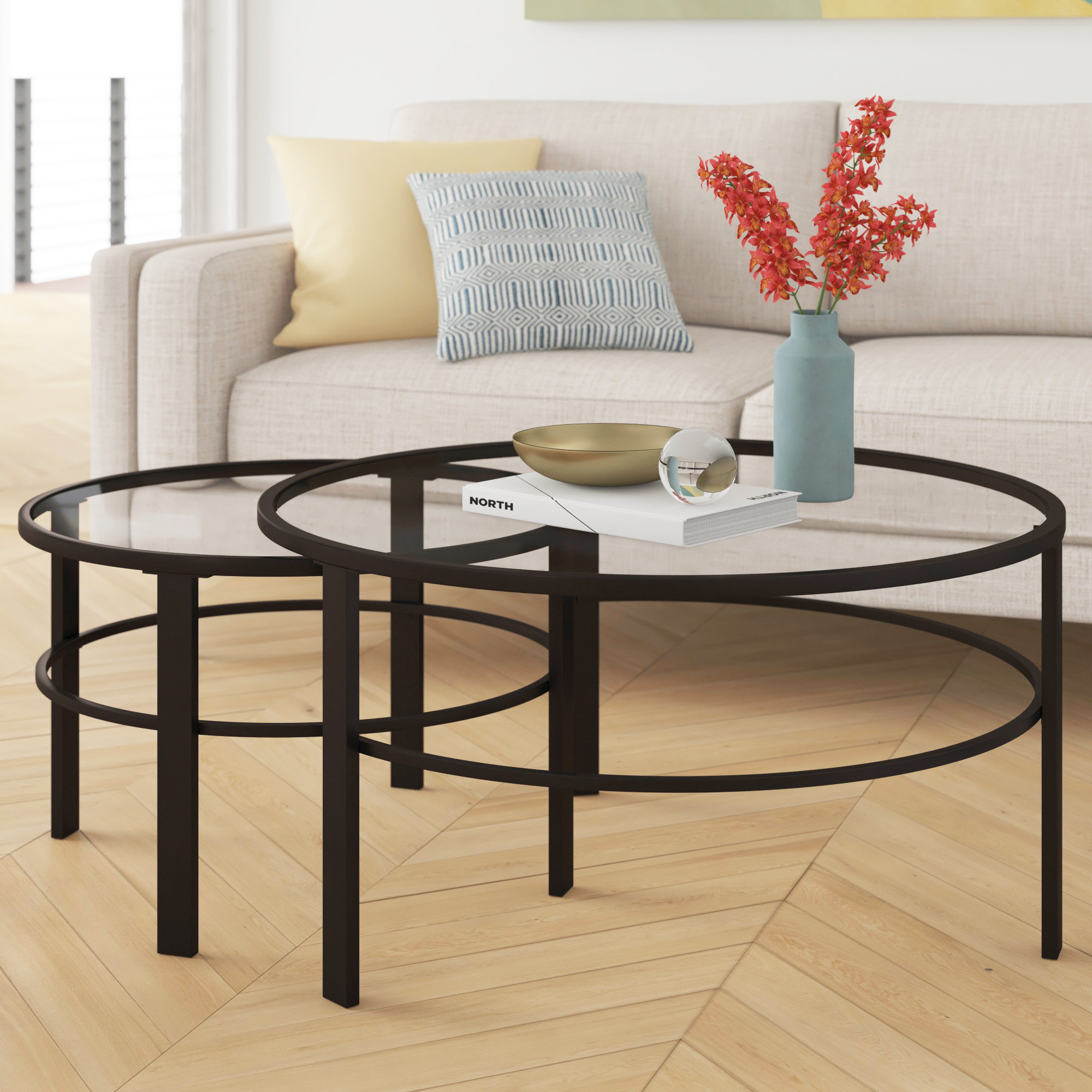 Gaia Glass Top Nesting Coffee Table