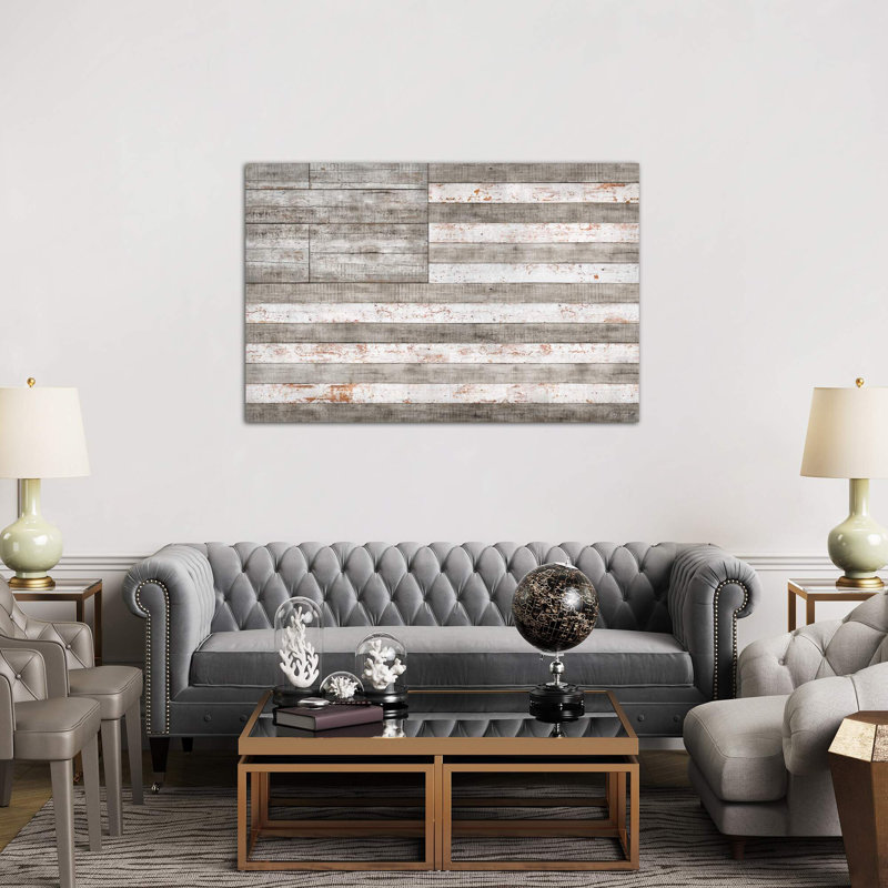 Stars And Stripes In White by Diego Tirigall - Wrapped Canvas Print, 66.04 cm H x 45.72 cm W x 1.91 cm D