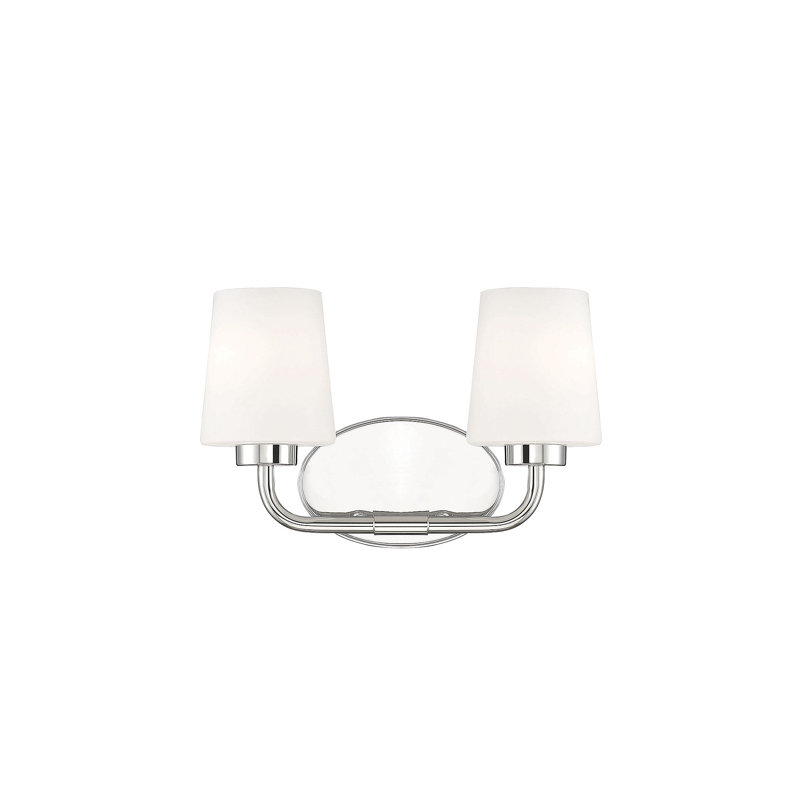 Chrome 2-Light Vanity with Etched Opal Glass Shades