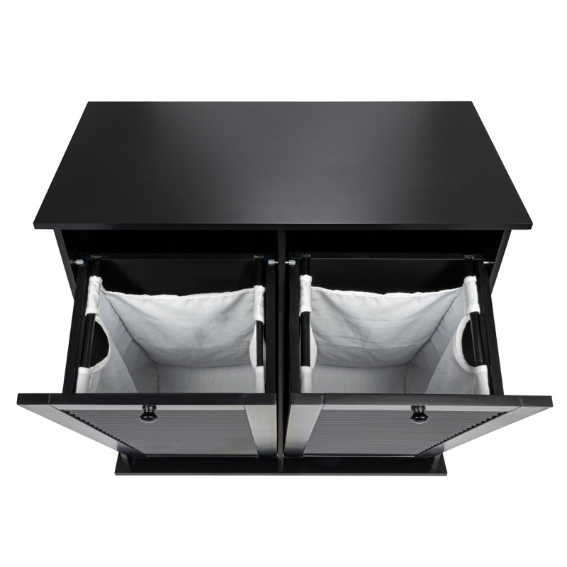 Black Tilt-Out Cabinet Laundry Sorter with Shutter Front