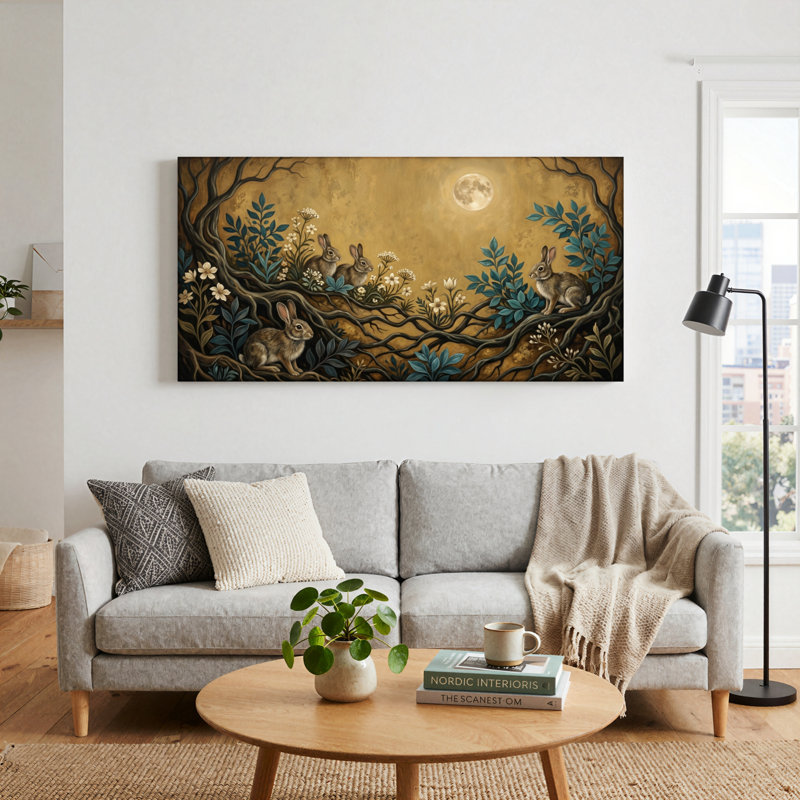 Ensemble de 1 tableau sur toile « Forêt au clair de lune », L 40 po x H 20 po, Wrapped Canvas