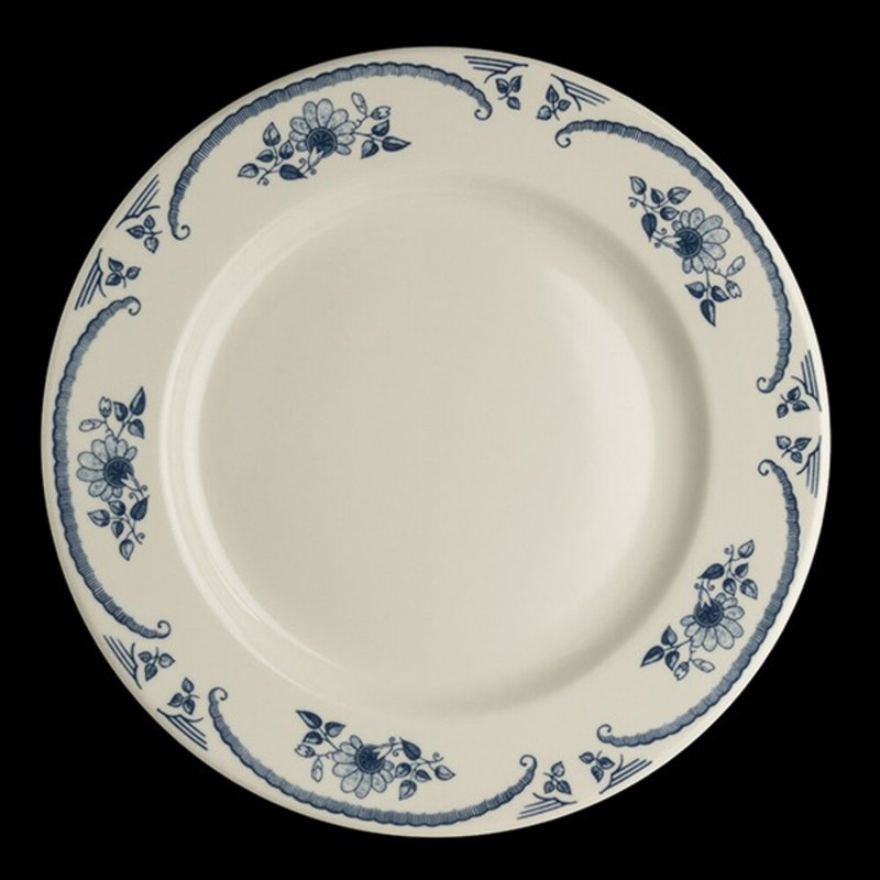 AMERICAN ROSE Plate Rolled Edge, White/Blue