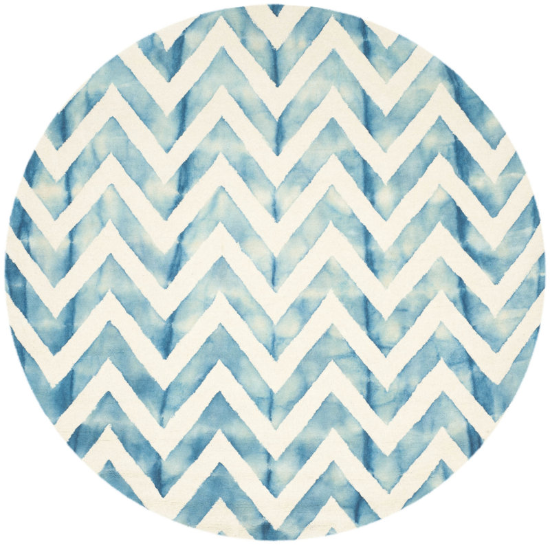 Danny Hand Tufted Wool Chevron Rug, Round 7'