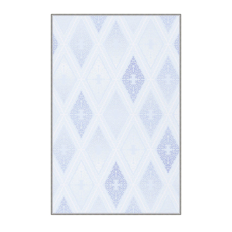 Tapis en polyester tissé à la machine bleu pastel Bober, Rectangle 5 pi 11 po x 9 pi 2 po
