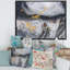 Vagues d'art en or noir et marbre blanc - peinture sur toile-67386287-67386288