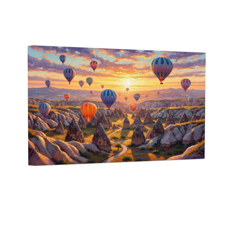 Paysage et nature montgolfières au-dessus de roches, H 20 po x l 30 po