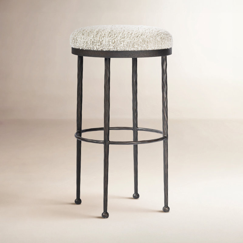 Eloise Backless Metal Stool, Bar Stool (31.25" Seat Height), Ivan Stone
