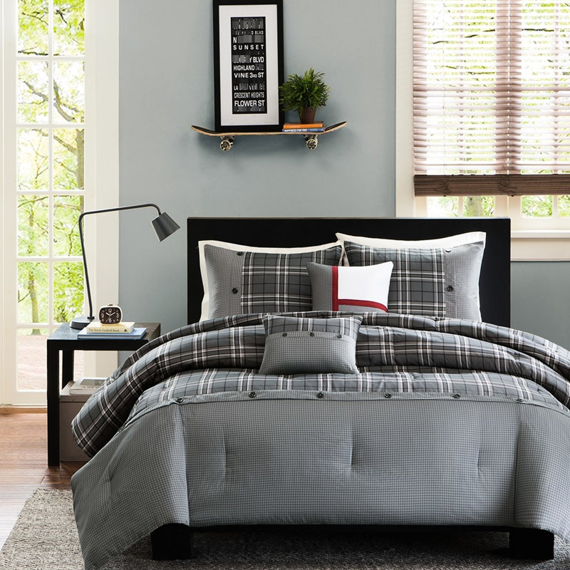Multicolor Plaid Twin/Twin Xl Comforter With Pieced Modern Grey Pattern And Decor