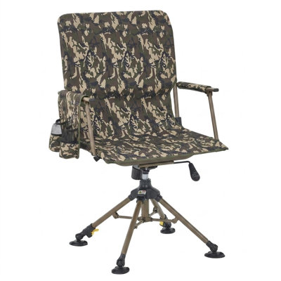 Fauteuil de chasse pivotant à 360 °, 4 pieds réglables et une hauteur de siège réglable, pieds anti-évier, accoudoirs, siège d'extérieur portatif de 330 lb