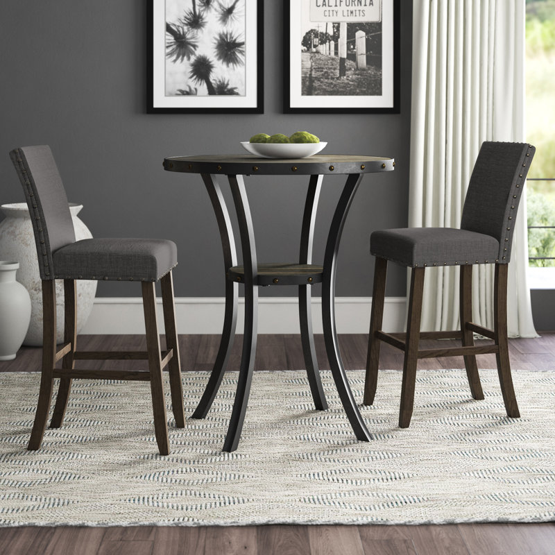 Carliana 2 - Person Solid Wood Top Four Leg Dining Set, Gray