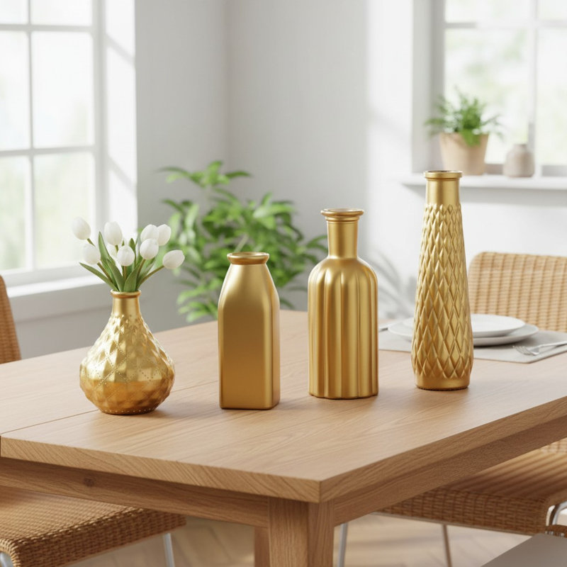 Glass Table Vase, Gold, 8