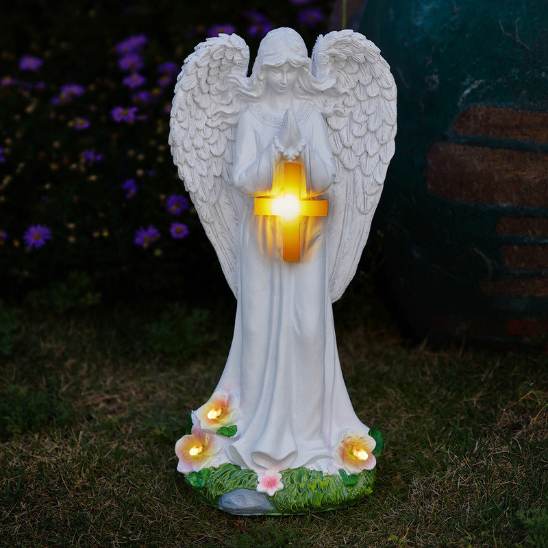 Statue ange d'extérieur 12 pouces avec Cros