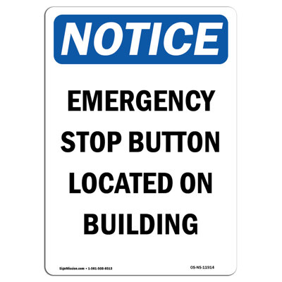 Emergency Stop Button Located Sign