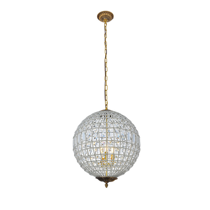 Rola Crystal 5-Light Chandelier, Or français, Trois lumières