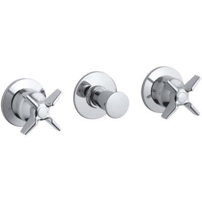 Triton Wall-Mount Valve Trim with Push Button Diverter and Cross Handles, Requires Valve