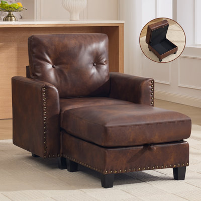 Faux Leather Modular Sectional Sofa with Storage Ottomans