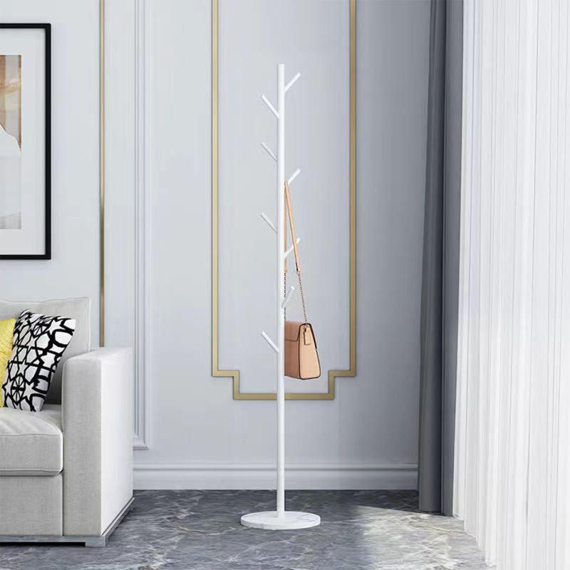 Iron Freestanding 8 - Hook Coat Rack, White