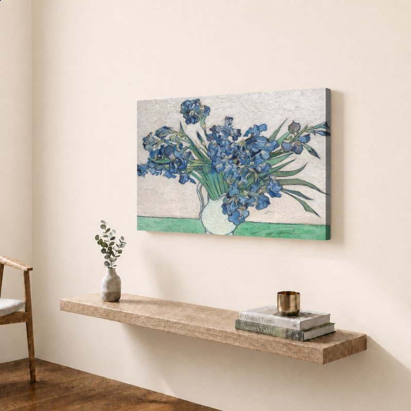 Iris dans un vase, 1890 par Vincent Van Gogh - Impression sur toile, 48 po x 36 po / toile tendue / ne s'applique pas