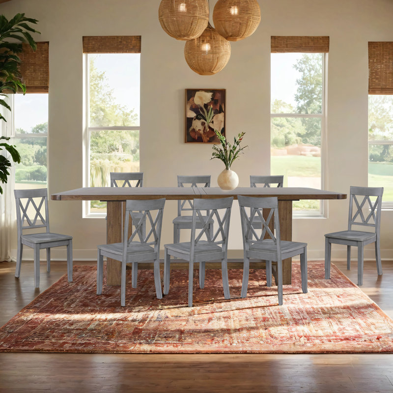 Brookner Wood Cross-Back Dining Chairs, Antique Grey, 8