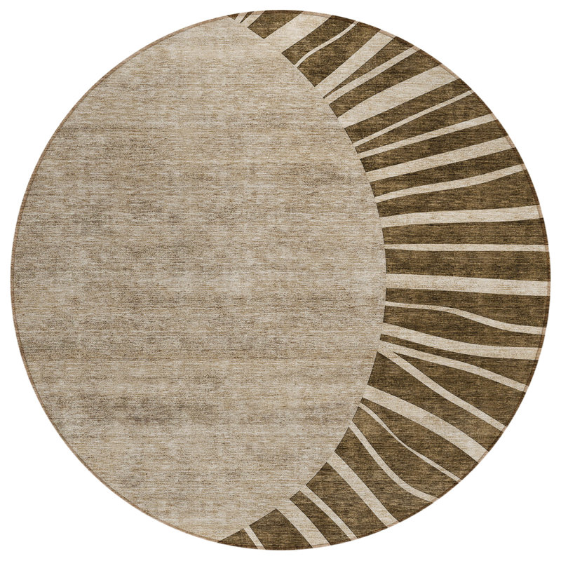 Washable Abstract Indoor / Outdoor Rug, Round 8'