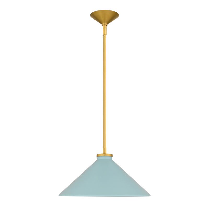 Luminaire suspendu 1 lumière avec abat-jour Bradbury, Bleu pâle
