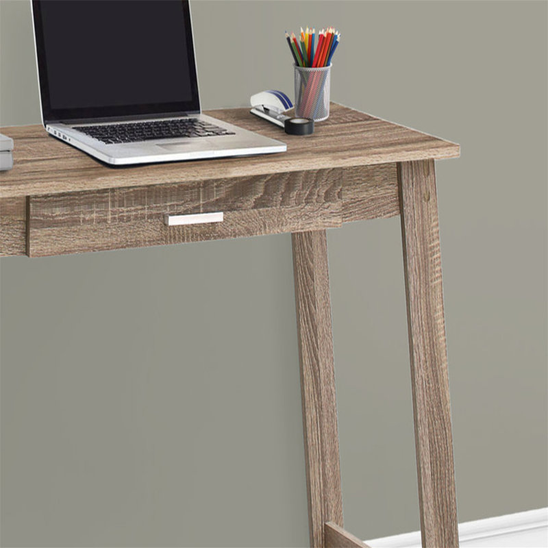 Bureau d'ordinateur, bureau personnel, ordinateur portable, tiroirs de rangement, bureau, stratifié brun, contemporain, moderne