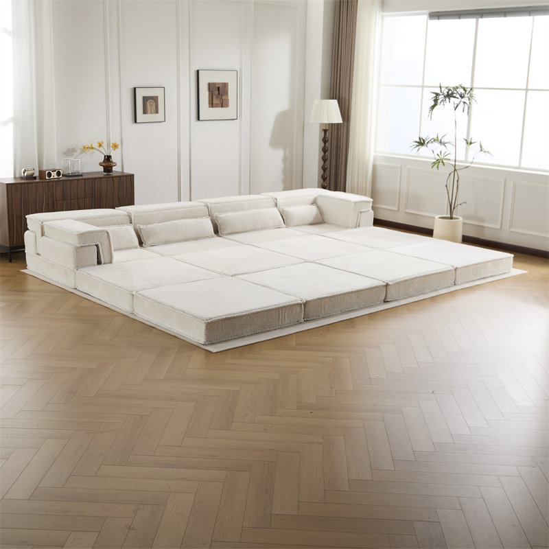 157.48" U-Shaped Sectional, White