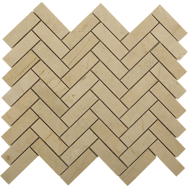 Crema Marfil Herringbone 12 in. x 12 in. x 8 mm Marble Floor and Wall Tile