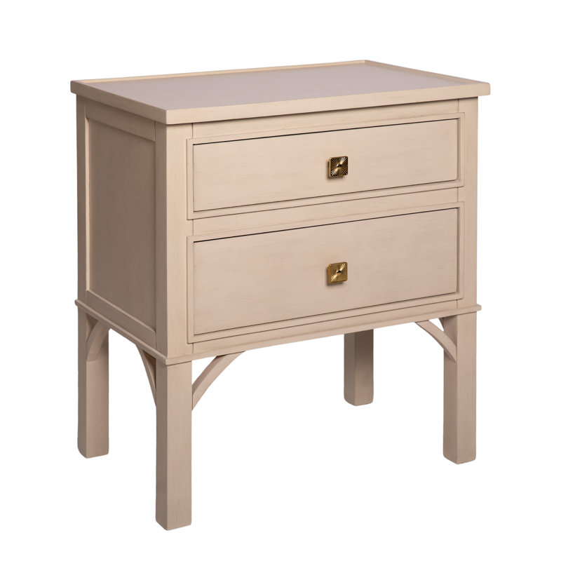 Jackie 2 - Drawer Solid Wood Nightstand, Antique Gray