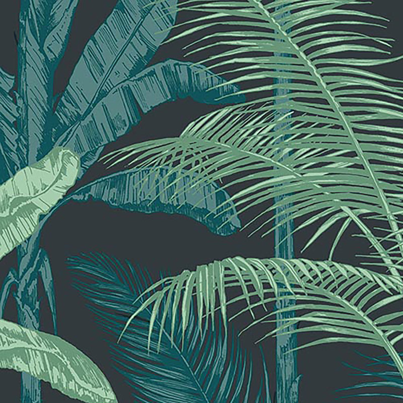 Jungle Cobalt Wallpaper, Black