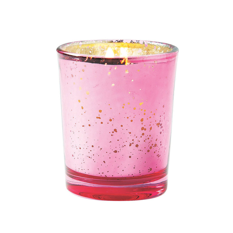 Glass Tabletop Votive Holder Set, Pink, 12