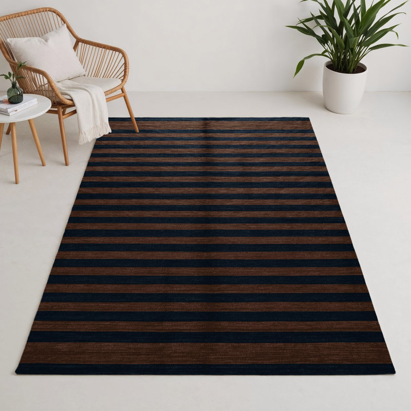 Tapis intérieur / extérieur gris HorizontalStripes, Rectangle 5 pi x 7 pi