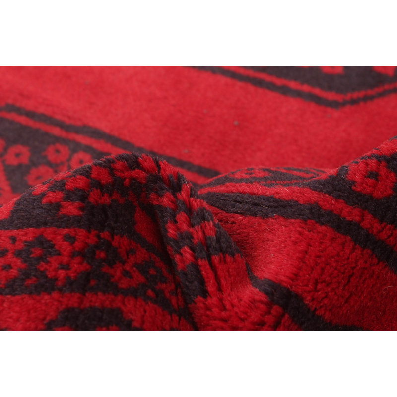 Tapis rouge noué à la main 3 pi 11 po x 6 pi 3 po Teimani